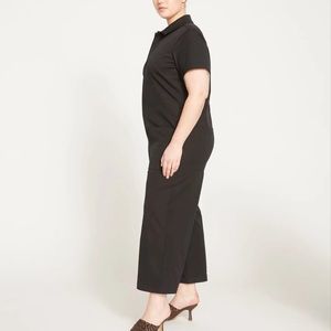 Universal Standard Kate Stretch Cotton Twill Jumpsuit in 
Black, Size M